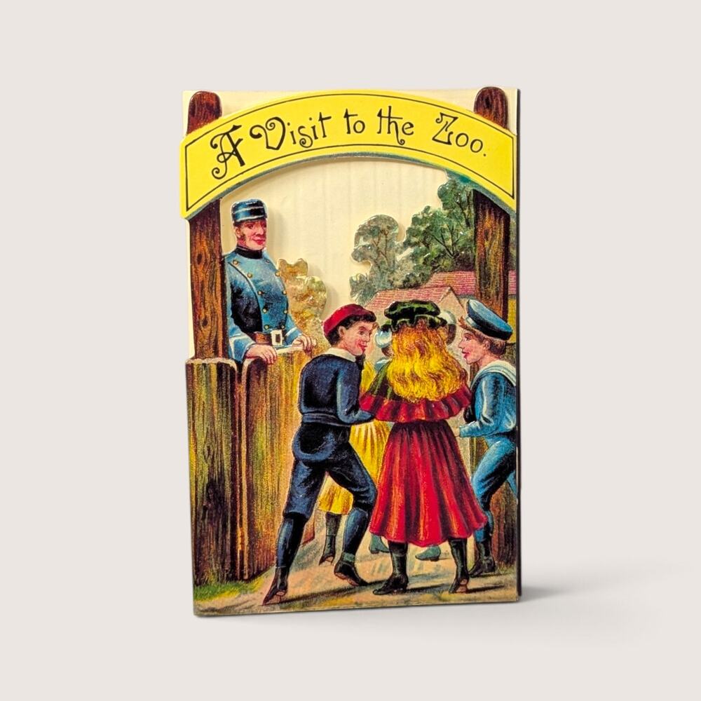 Vintage Merrimack A Visit To The Zoo Fold Out Victorian Card